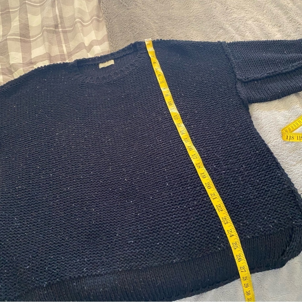 Easel Chunky Knit 3/4 Sleeve Long Line Sweater Black: M/L - Picture 10 of 10